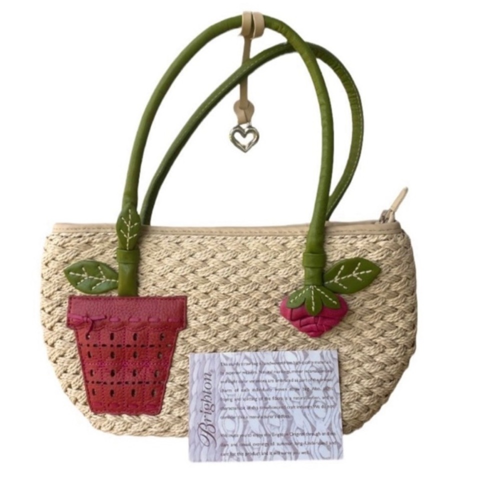 Brighton never used flower pot straw purse, inside pockets, zipped compartments.